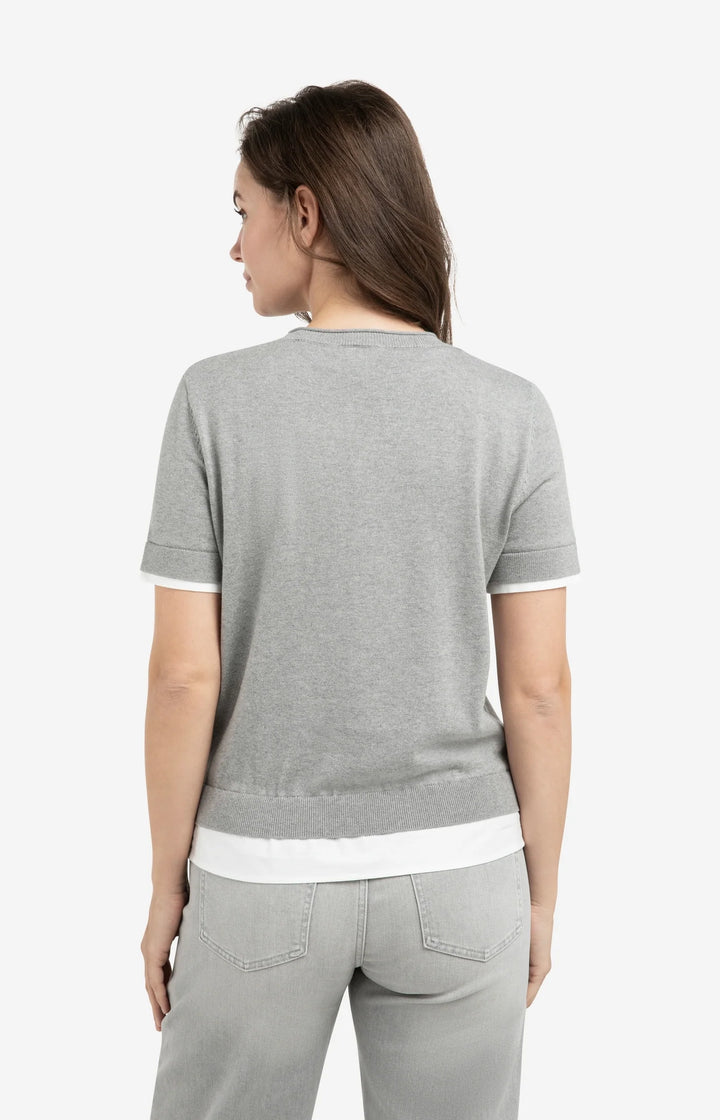Haut en maille gris à manches courtes YAYA