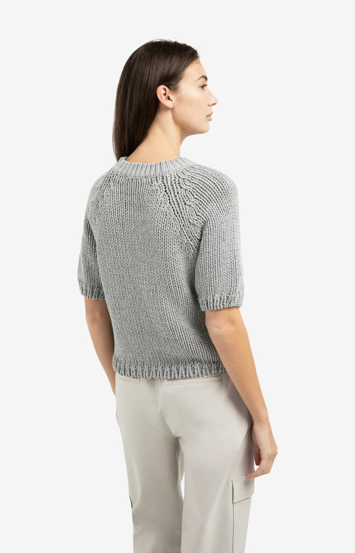 Pull YAYA gris à manches courtes en grosse maille