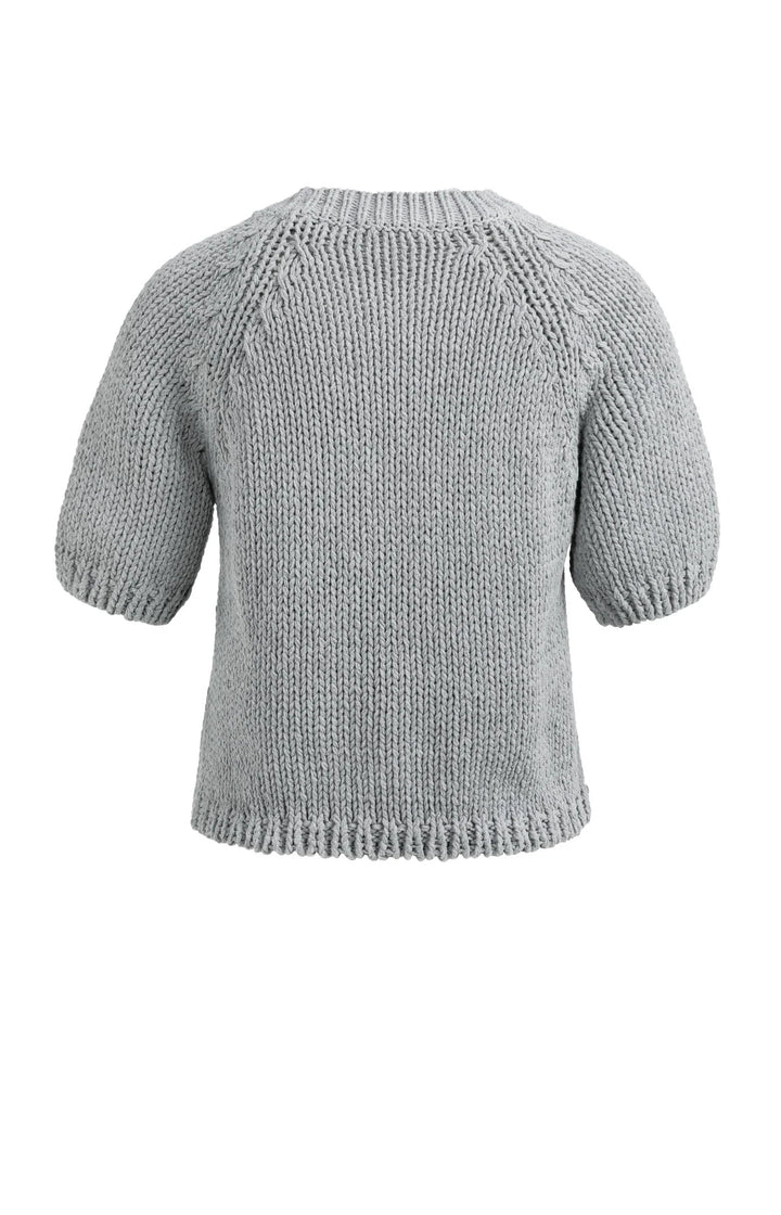 Pull YAYA gris à manches courtes en grosse maille