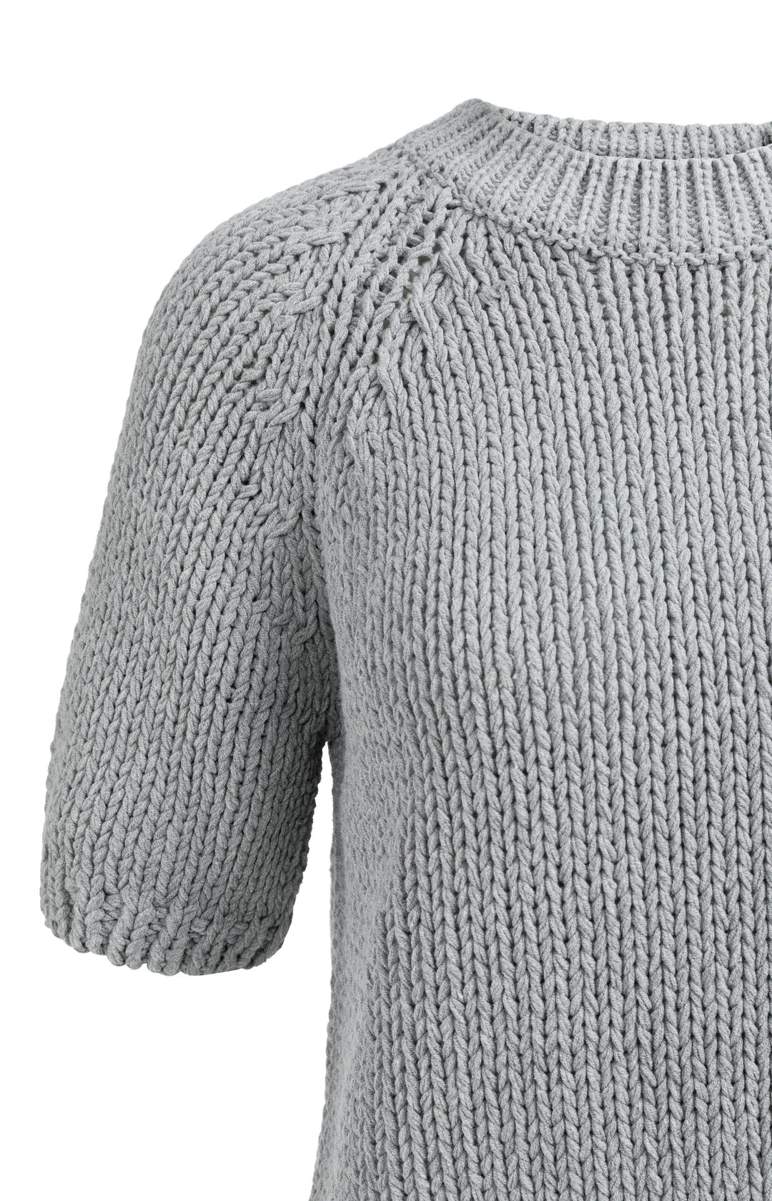 Pull YAYA gris à manches courtes en grosse maille