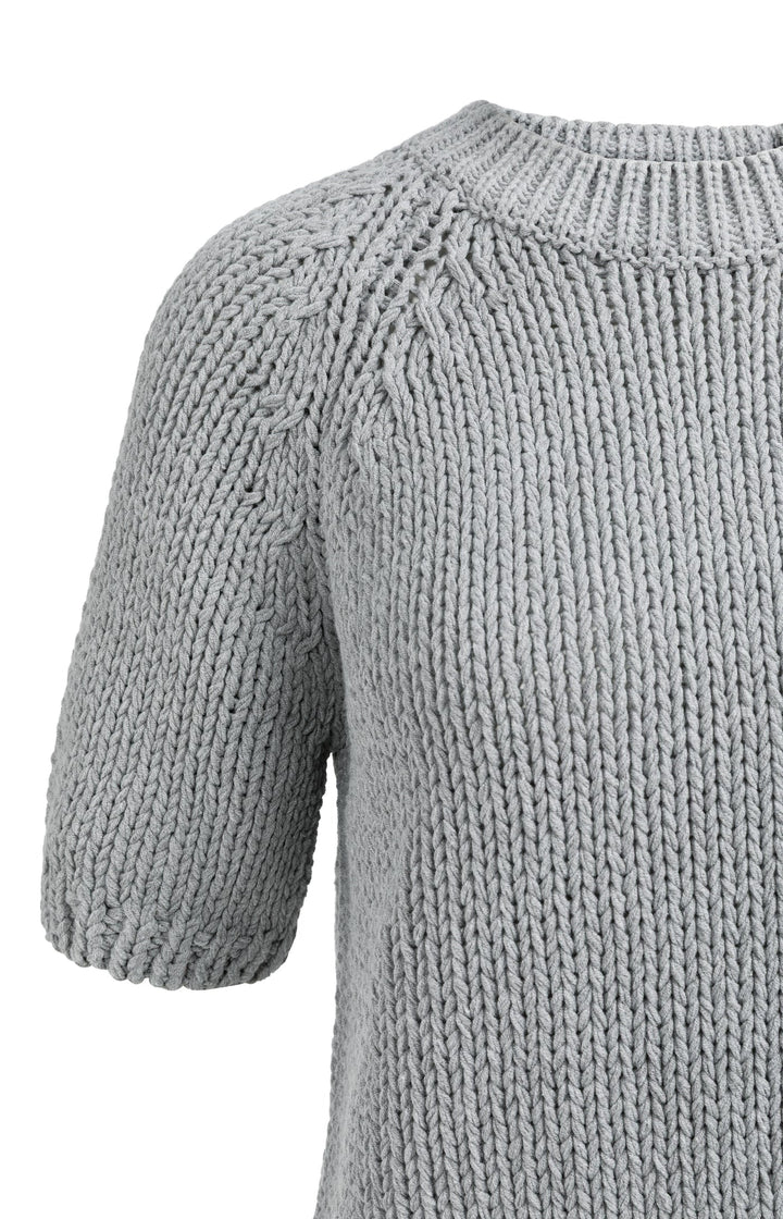 Pull YAYA gris à manches courtes en grosse maille