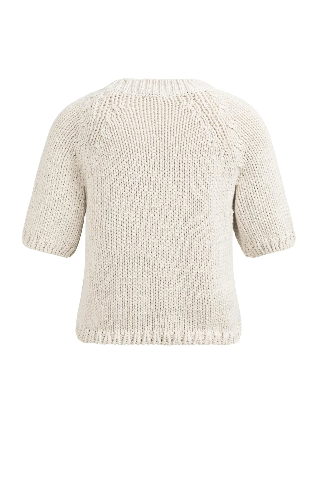 Pull en maille épaisse beige à manches courtes YAYA