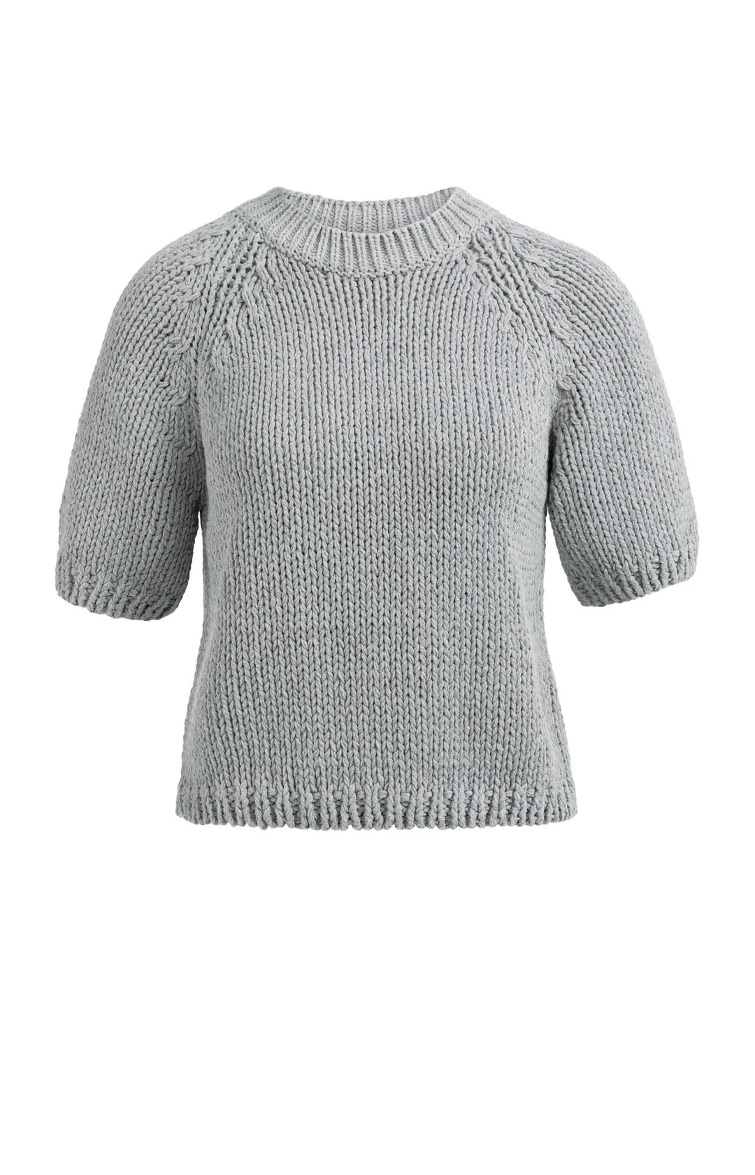Pull YAYA gris à manches courtes en grosse maille