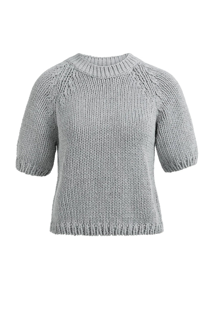 Pull YAYA gris à manches courtes en grosse maille