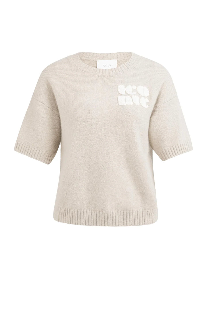 Pull en maille à manches courtes imprimé artistique YAYA