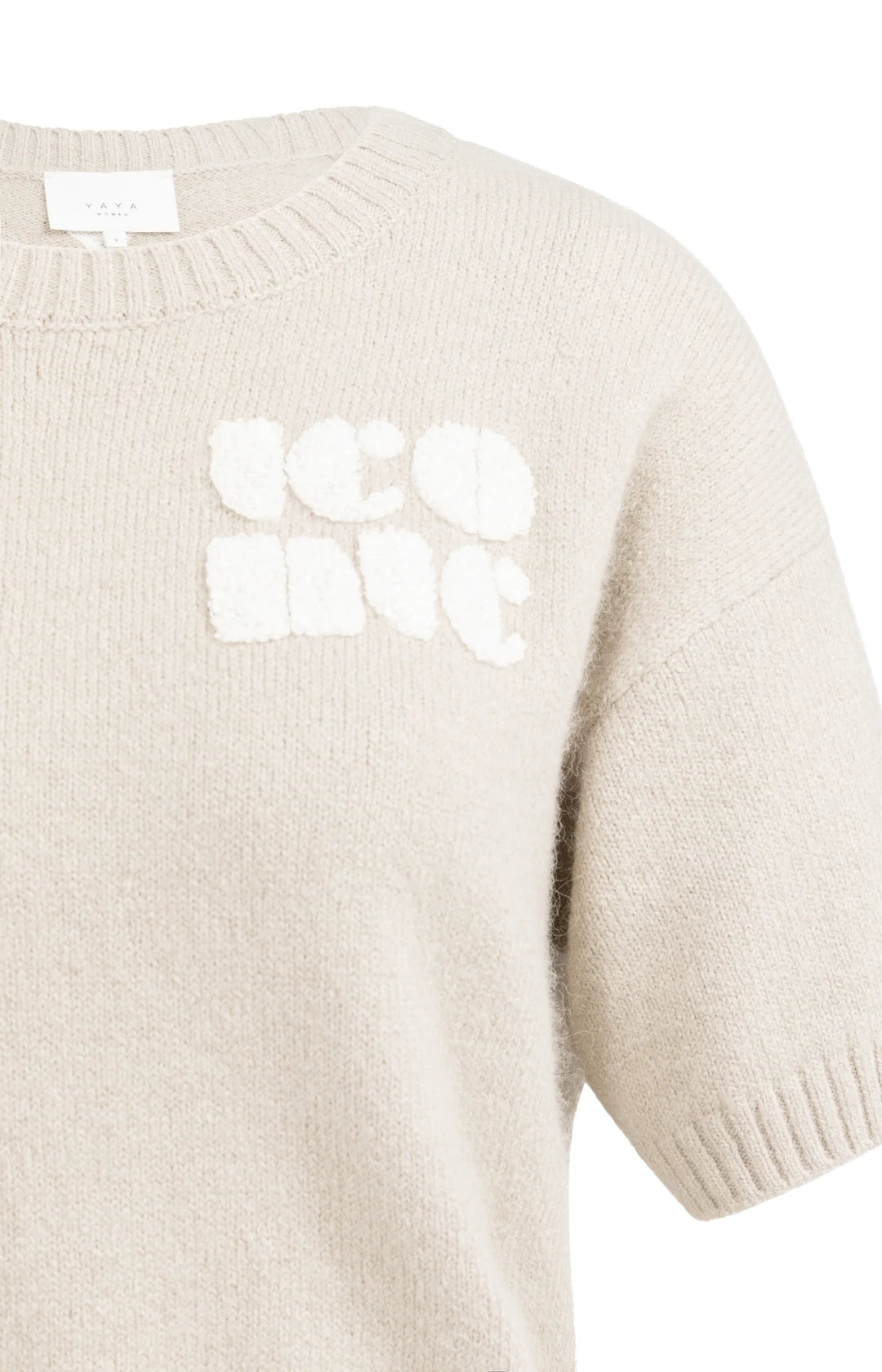 Pull en maille à manches courtes imprimé artistique YAYA