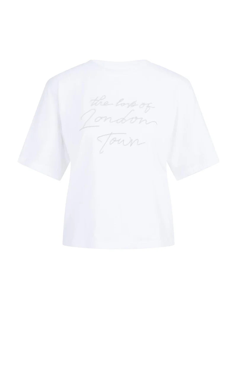 Haut YAYA bleu à imprimé floqué doux