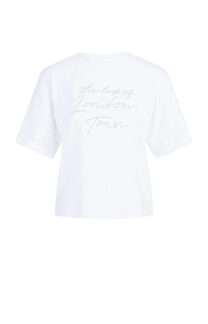 Haut YAYA bleu à imprimé floqué doux