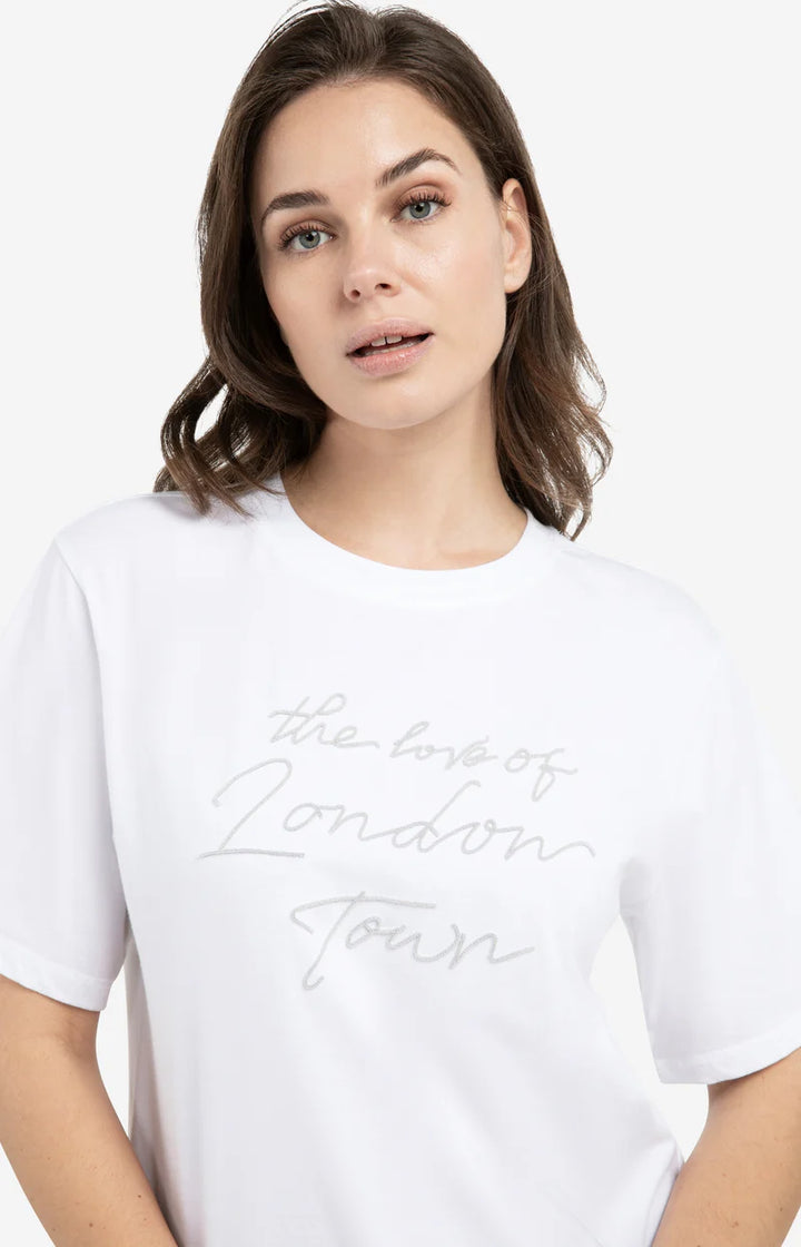 Haut YAYA bleu à imprimé floqué doux