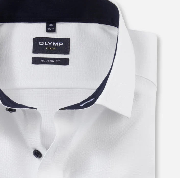 Olymp White Modern Fit Long Sleeve Shirt