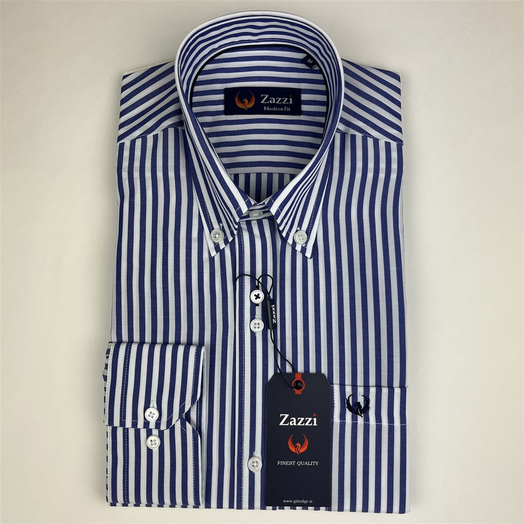 Zazzi Striped Button Down Shirt, Blue