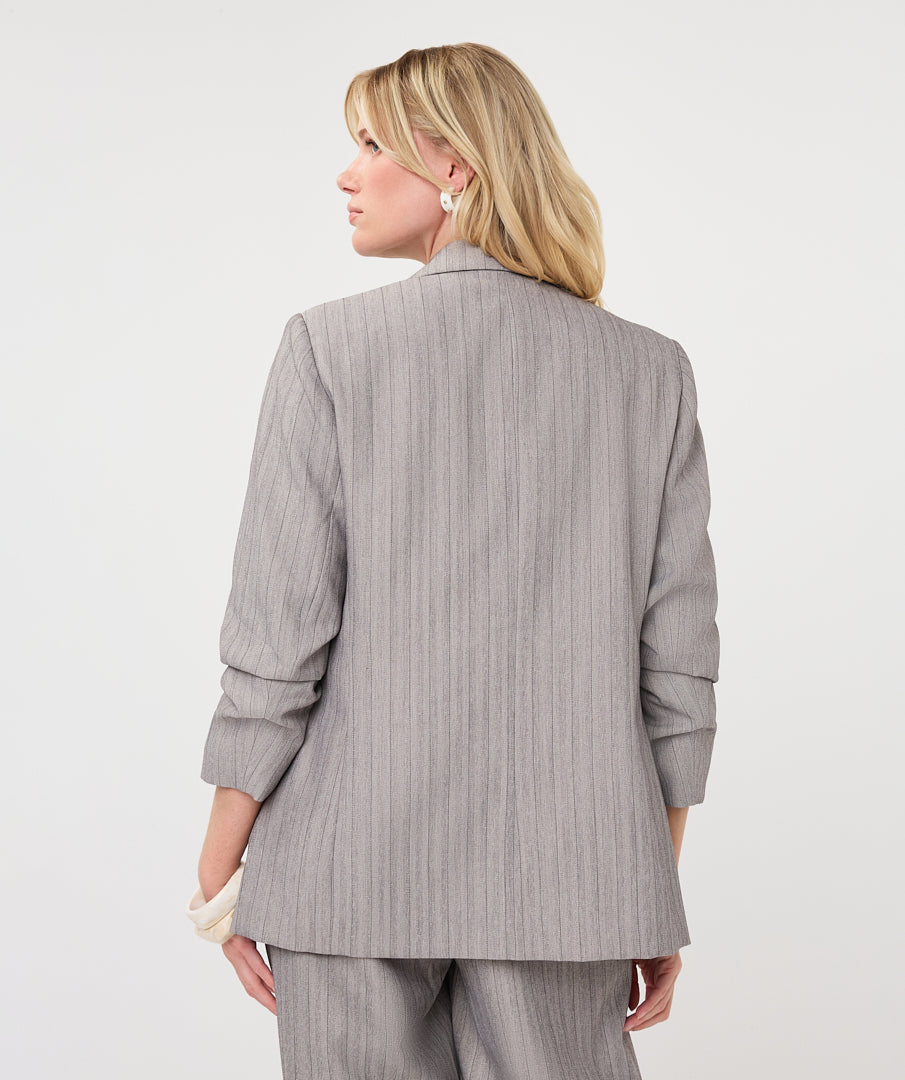 EsQualo 3/4 Sleeve Herringbone Blazer, Light Grey