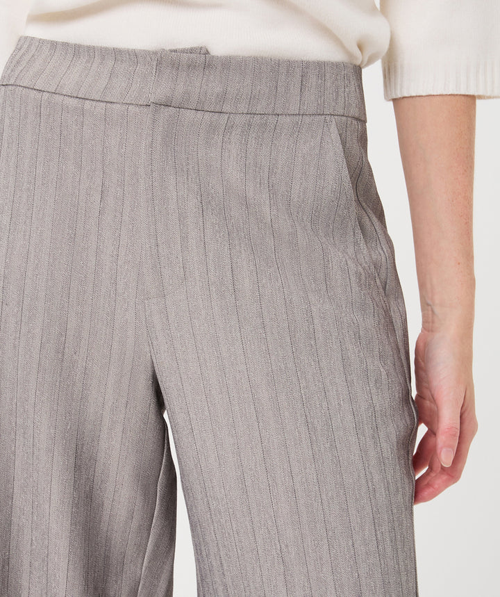 EsQualo Wide Elastic Herringbone Trousers, Light Grey