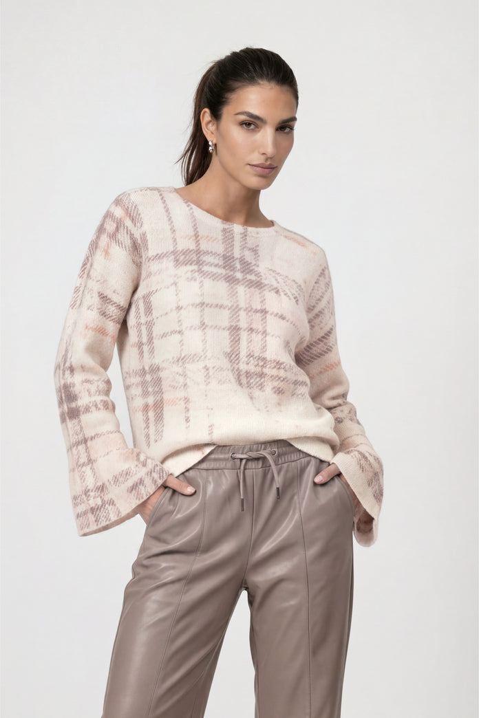 Monari Knitted Jumper with Check Pattern