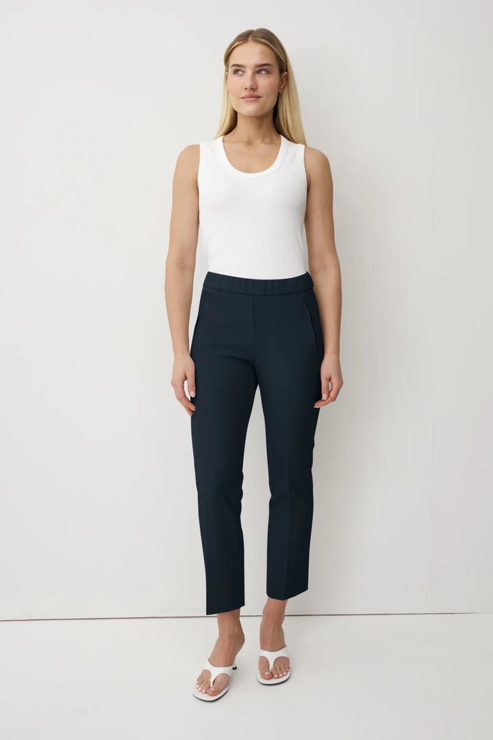 Pantalon Anna Montana Navy Rose Easy Flexi coupe décontractée 