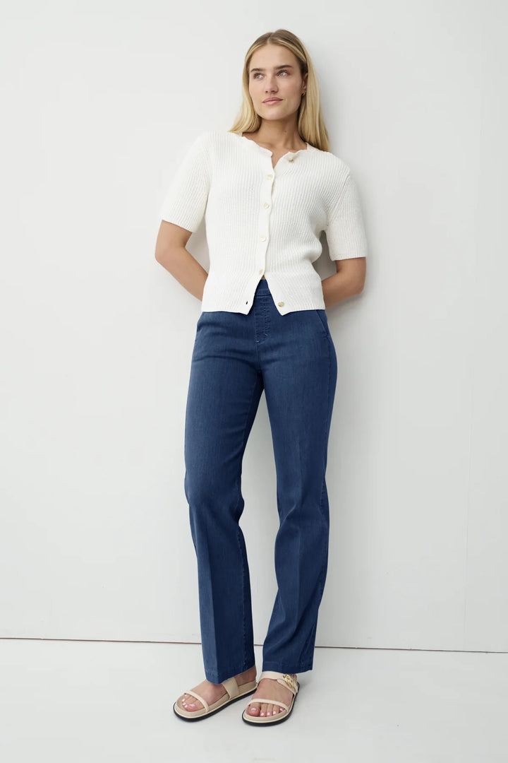 Jean Anna Montana Mila à jambes larges, taille 31"L, délavage à la pierre flexible 