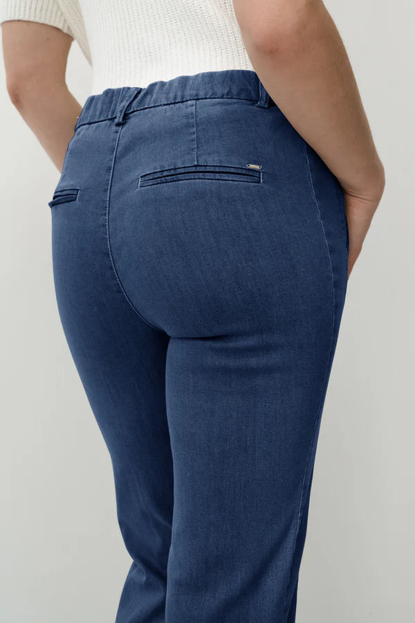 Jean Anna Montana Mila à jambes larges, taille 31"L, délavage à la pierre flexible 