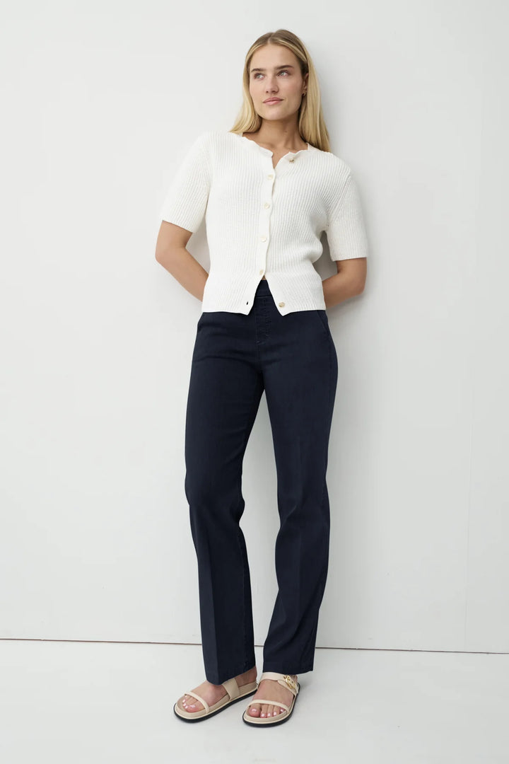 Jean Anna Montana Mila à jambes larges, taille 31"L, bleu foncé, flexible 