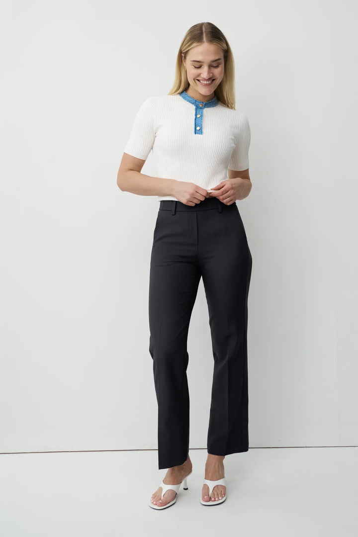 Pantalon noir Anna Montana Mila à jambes larges, taille 30"L, Flexi 