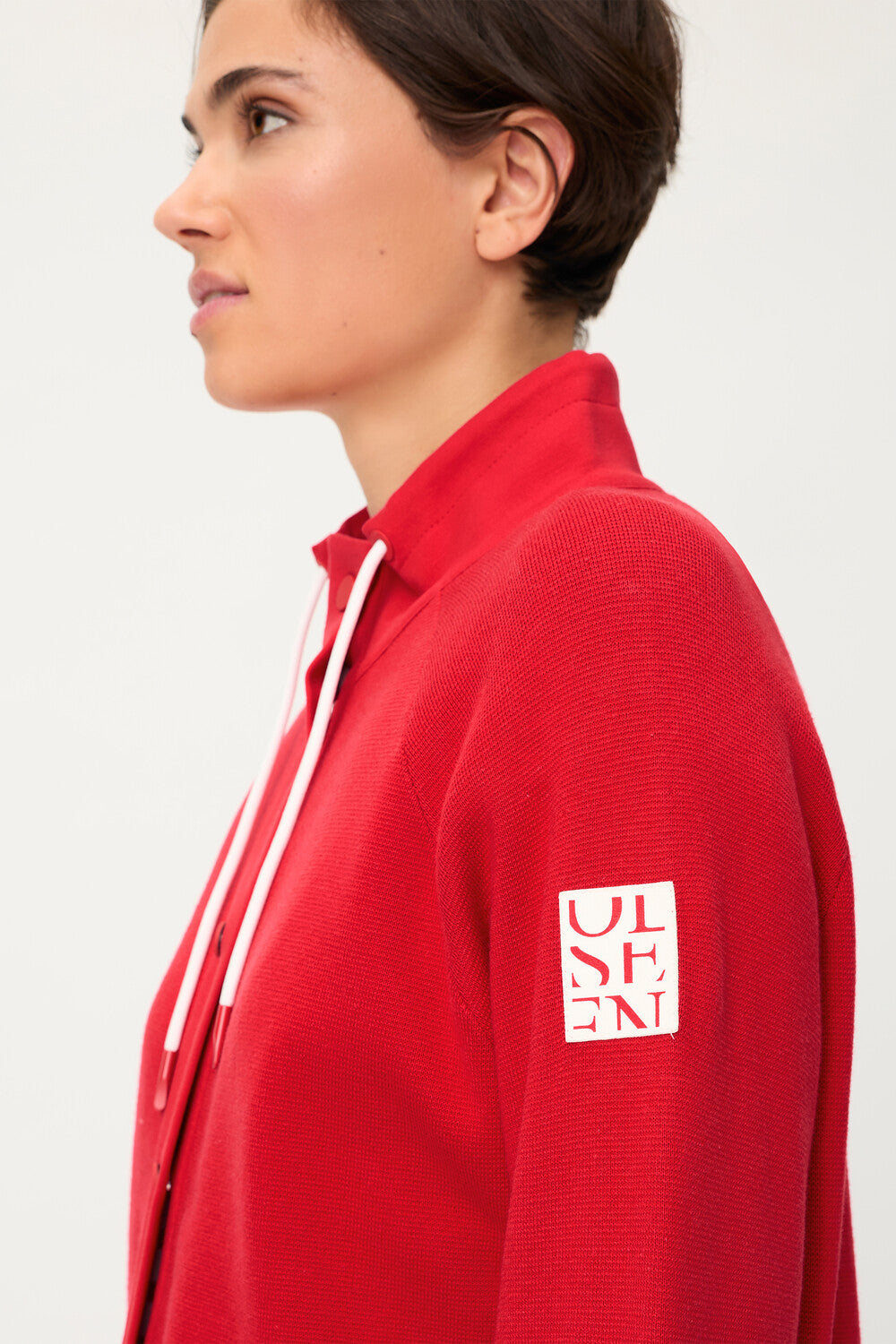 Gilet long rouge Olsen à manches longues