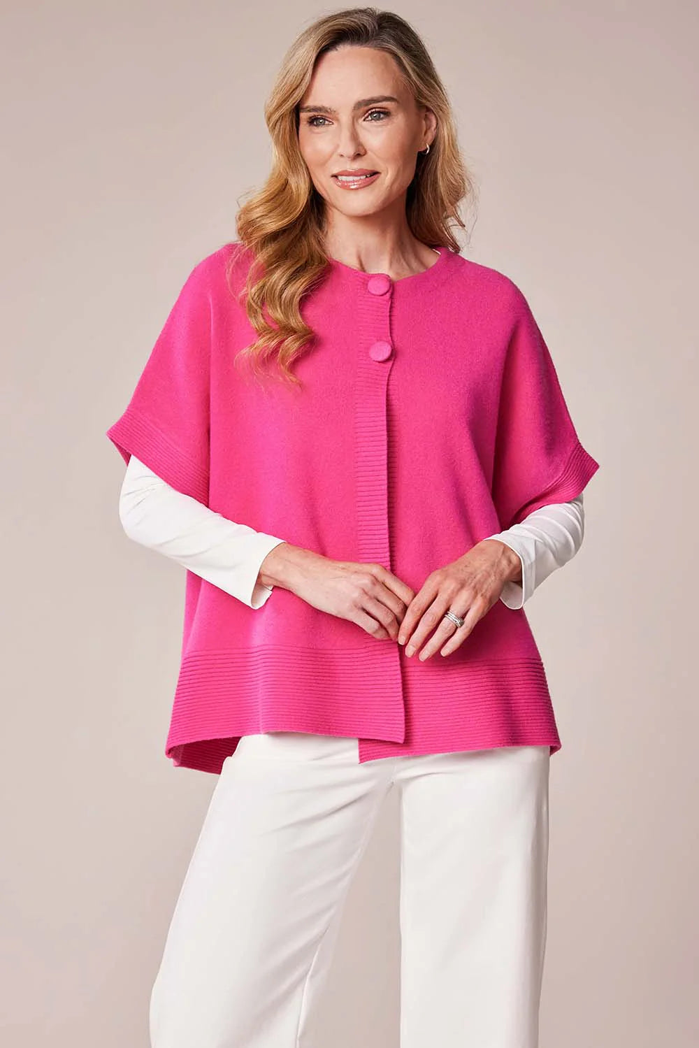 Decollage Pink Sleeveless Cardigan