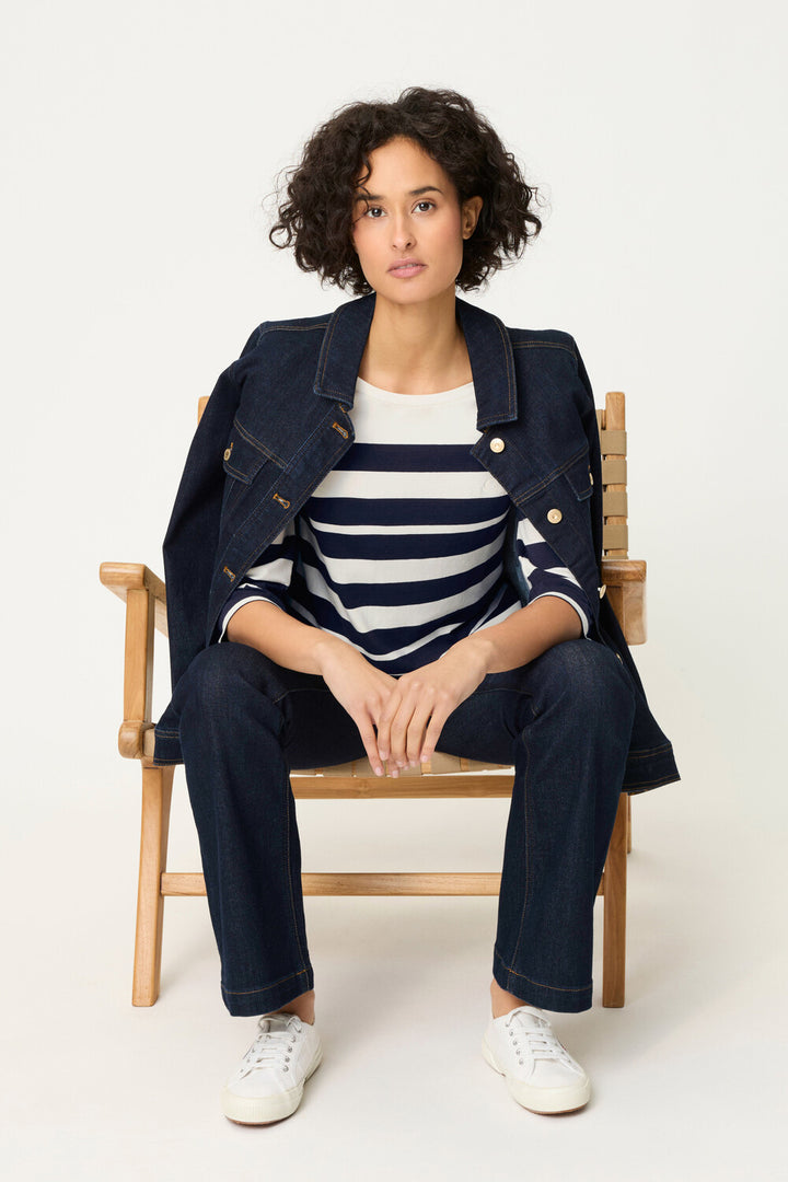 Haut à manches longues rayé bleu encre Olsen