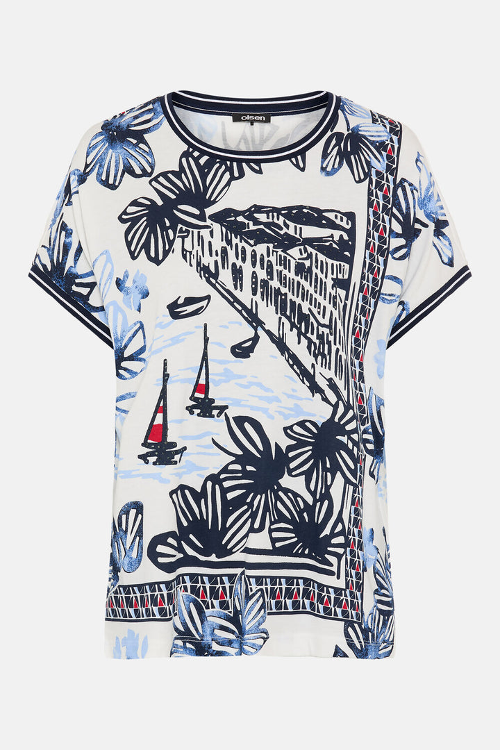 Haut à manches courtes bleu encre Olsen