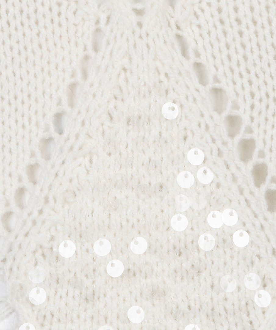 Pull EsQualo écru à sequins diamants