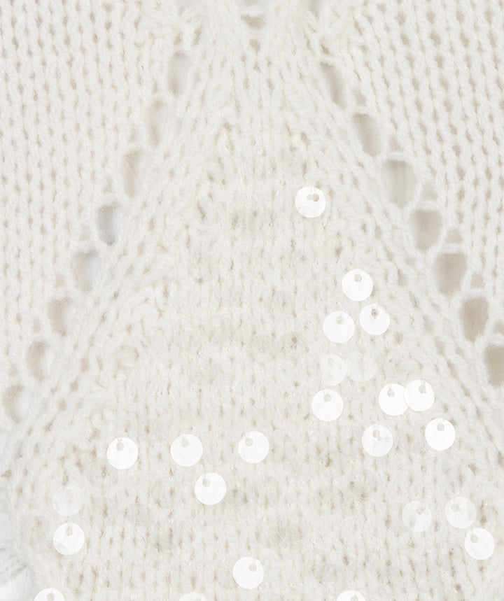 Pull EsQualo écru à sequins diamants