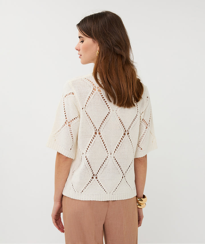 Pull EsQualo écru à sequins diamants