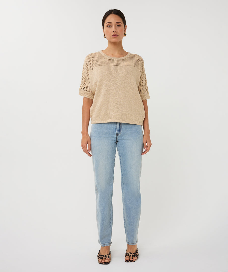 Pull EsQualo Light Sand Ajour Batwing