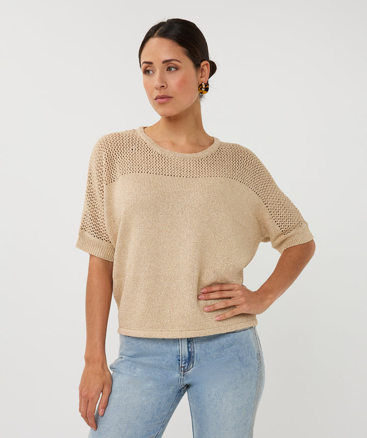 Pull EsQualo Light Sand Ajour Batwing