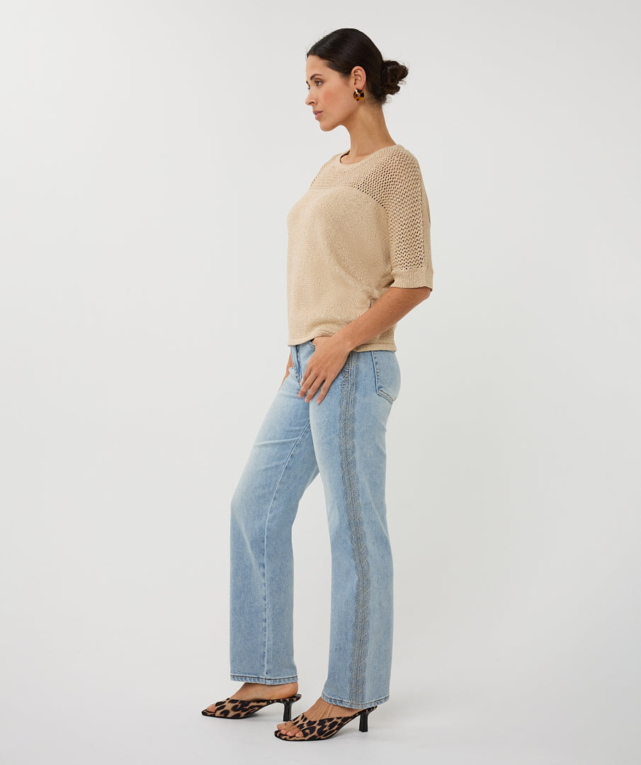 Pull EsQualo Light Sand Ajour Batwing