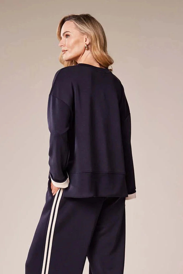 Sweat-shirt basique bleu marine à col rond Decollage