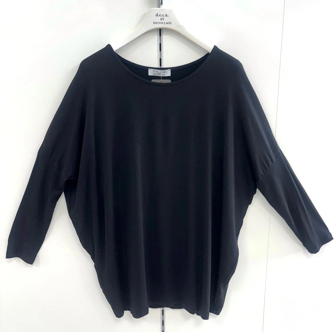 Décolleté Top Noir Basique Oversize