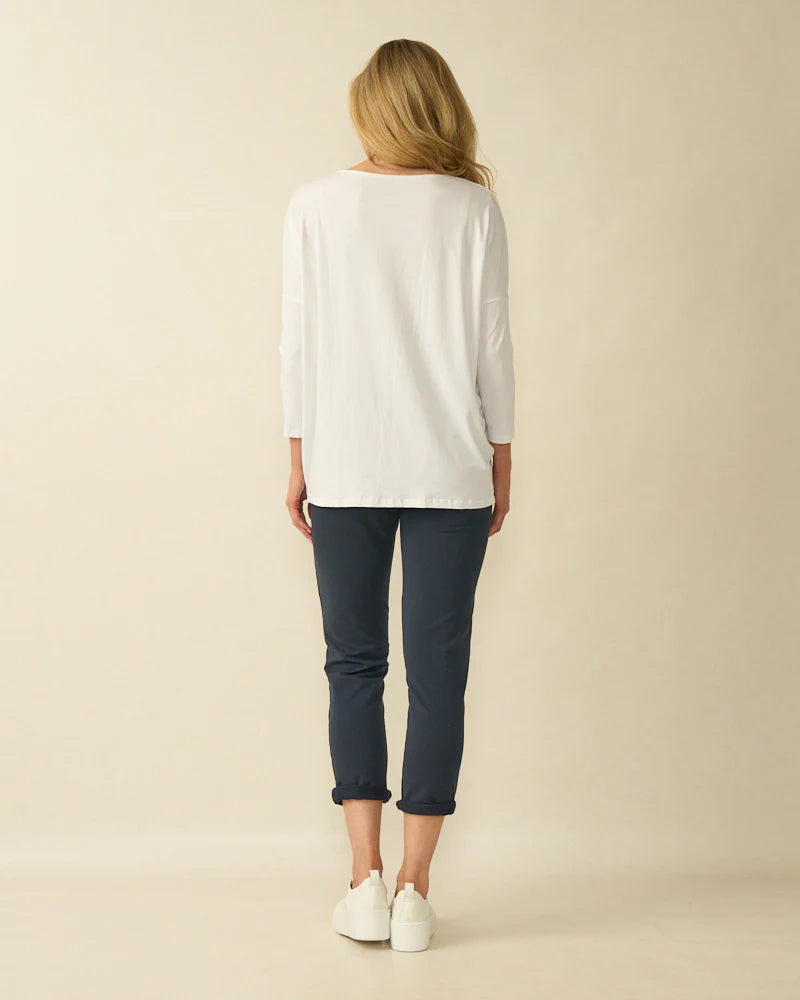 Top oversize basique blanc décolleté