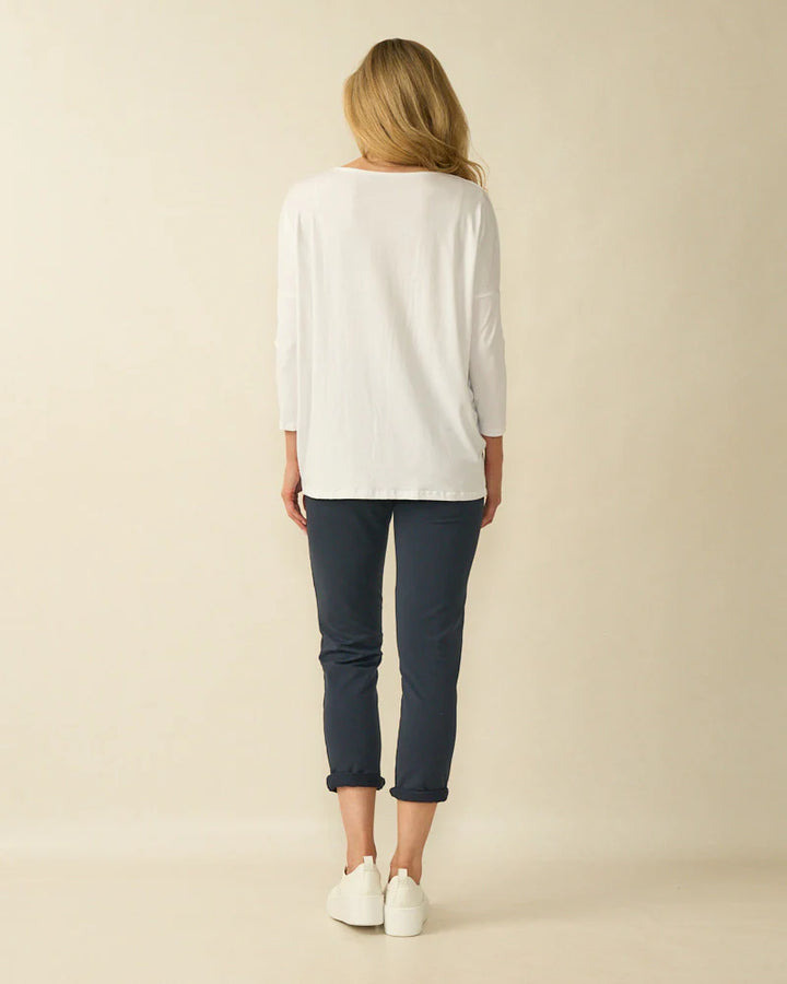 Top oversize basique blanc décolleté