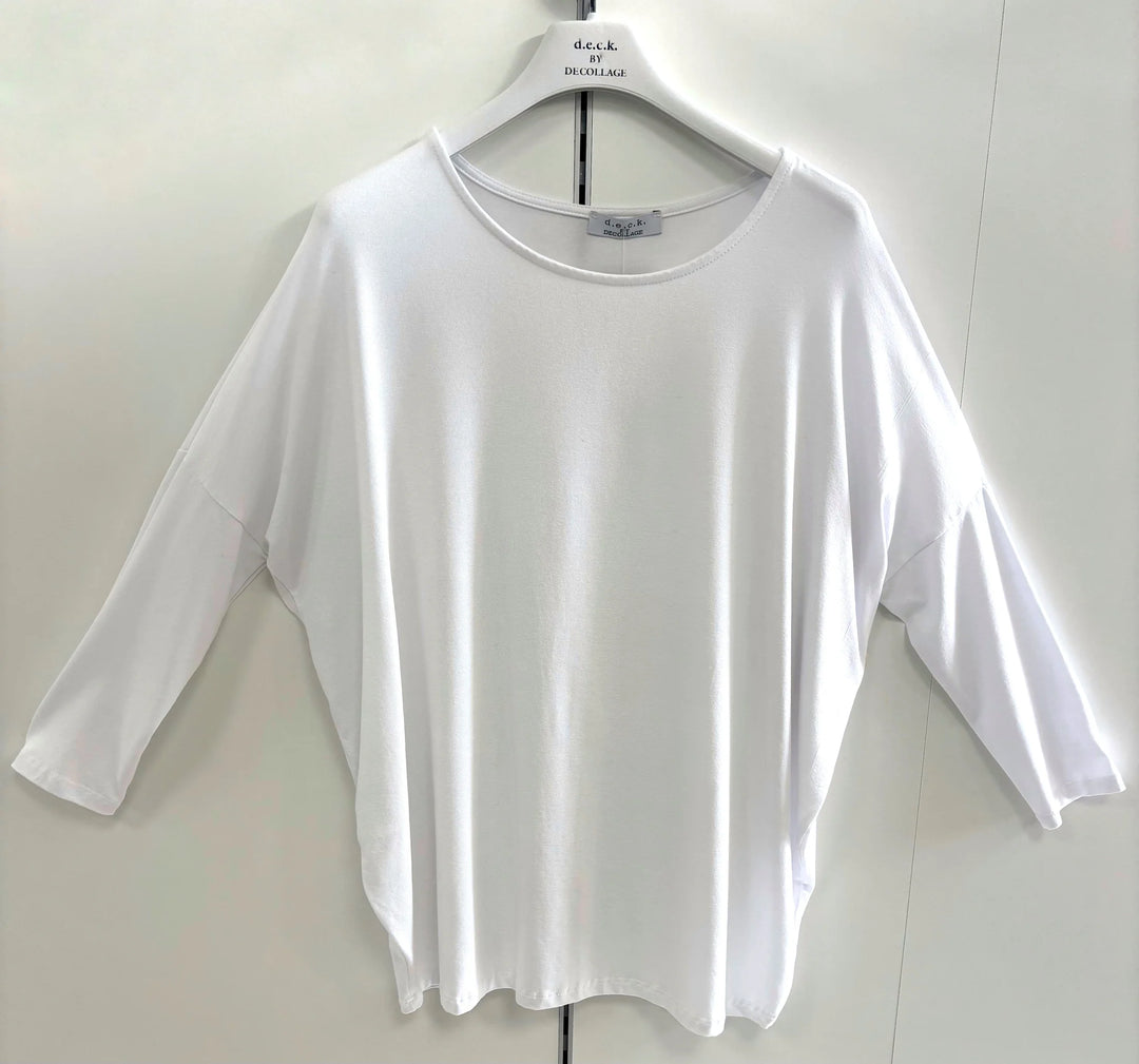 Top oversize basique blanc décolleté
