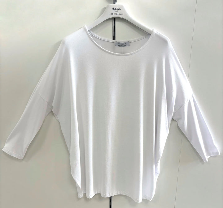 Top oversize basique blanc décolleté