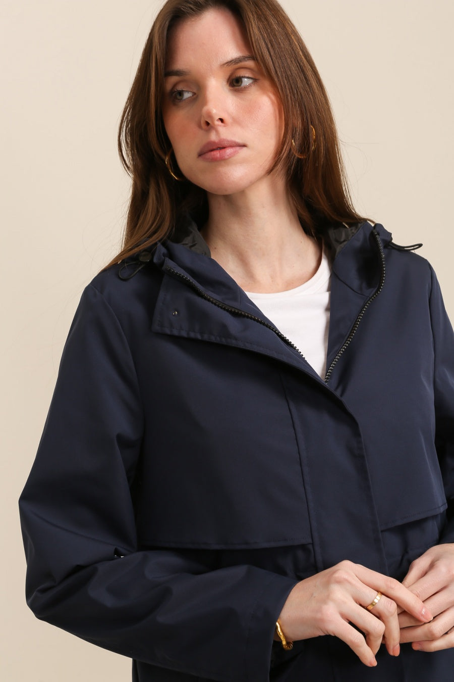 Parka longue kaki imperméable avec capuche