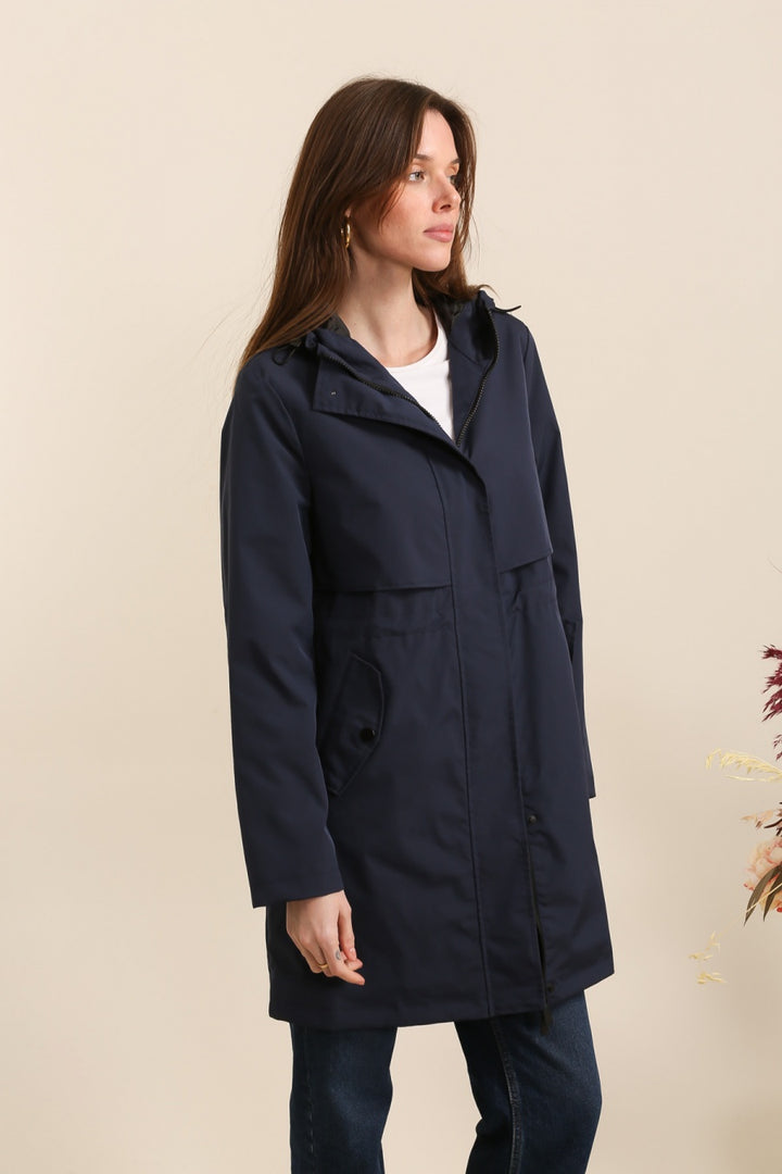 Parka longue kaki imperméable avec capuche