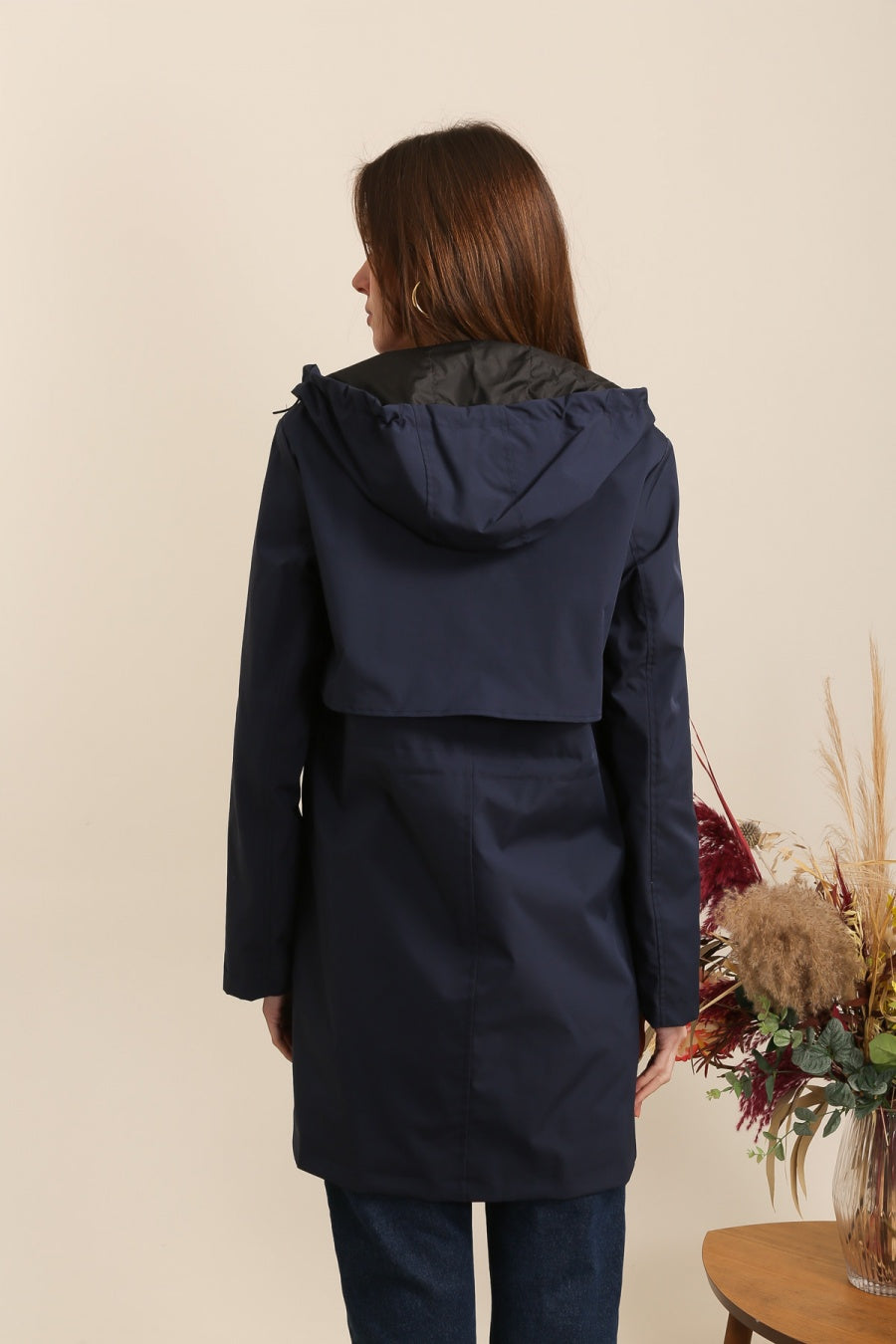 Parka longue kaki imperméable avec capuche