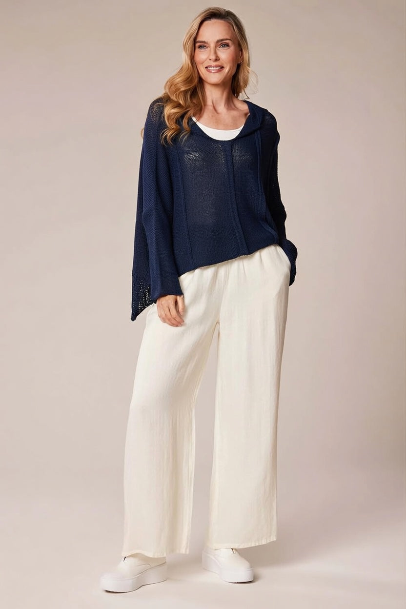 Pull en maille superposée bleu marine Decollage
