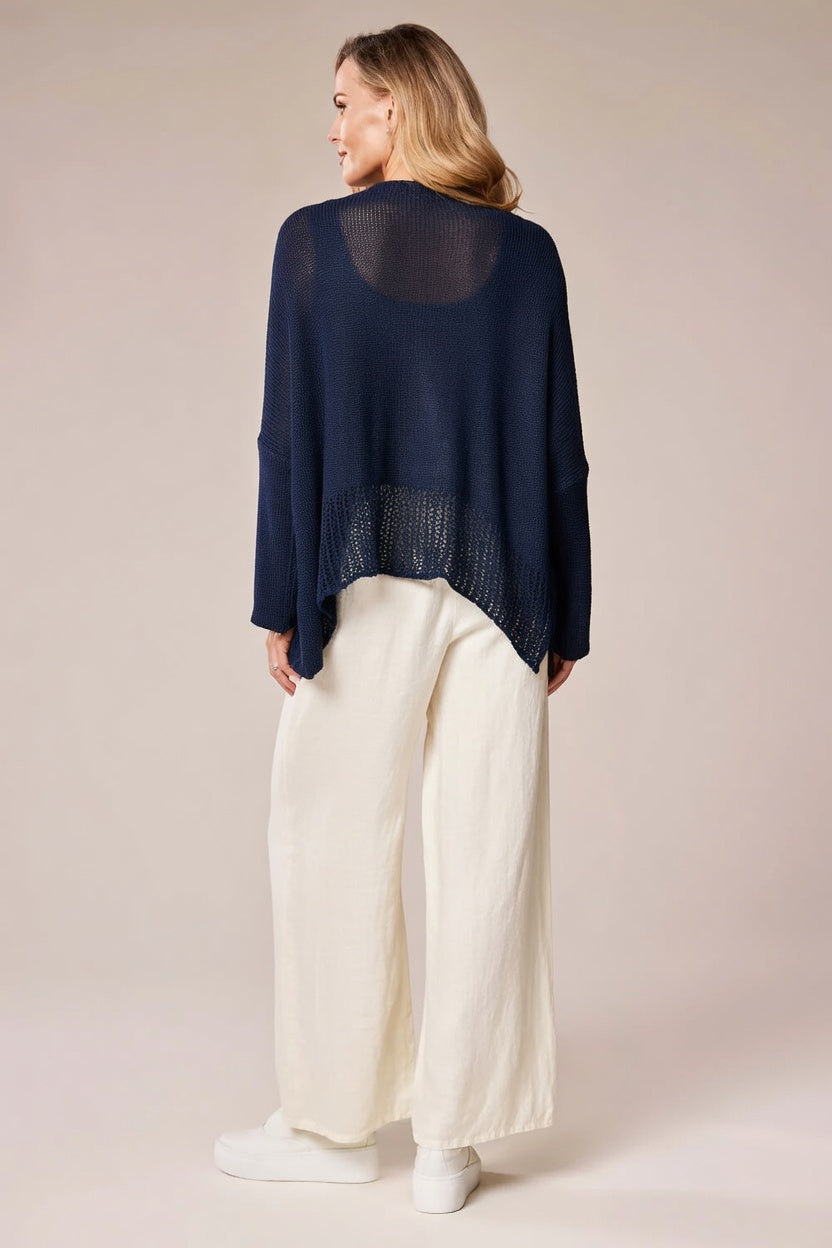 Pull en maille superposée bleu marine Decollage