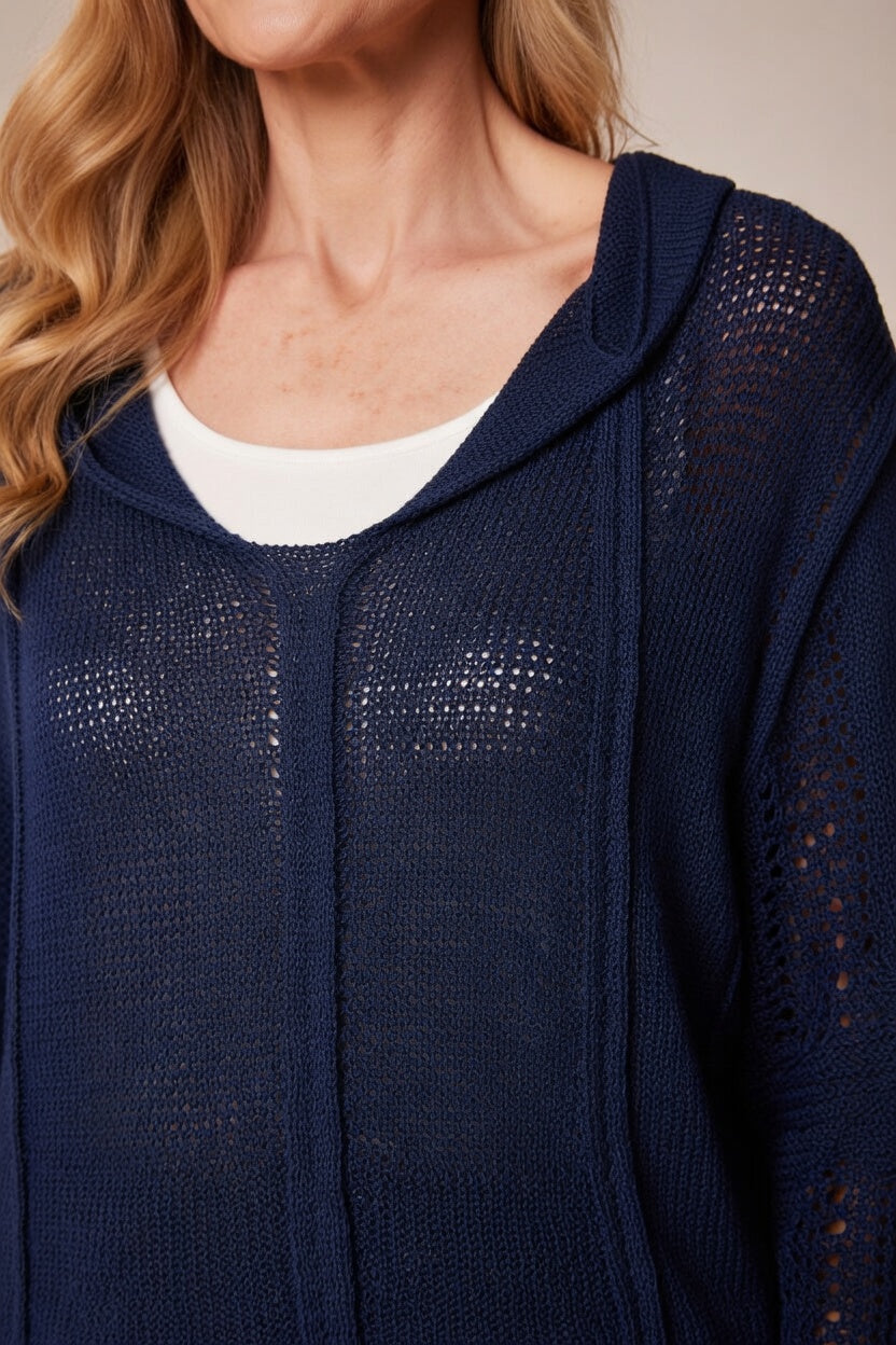 Pull en maille superposée bleu marine Decollage