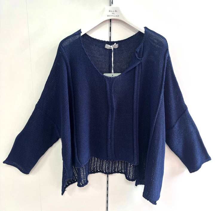 Pull en maille superposée bleu marine Decollage