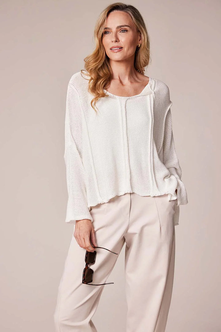 Pull en maille blanche à superposition Decollage