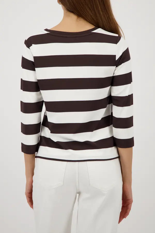 Sweat-shirt rayé marron Monari