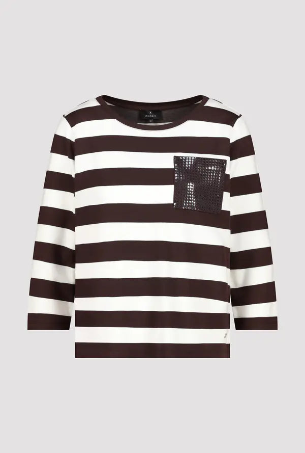 Sweat-shirt rayé marron Monari