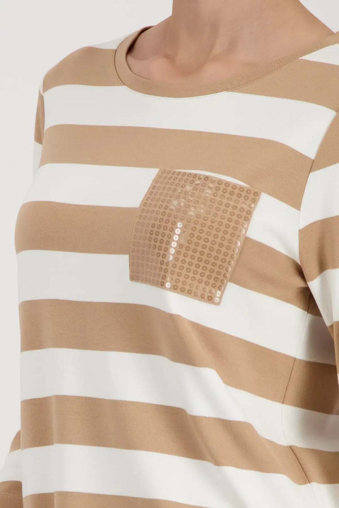 Sweat-shirt rayé beige Monari